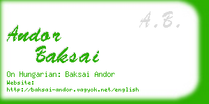 andor baksai business card